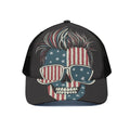 American Flag Skull Print Black Mesh Trucker Hat