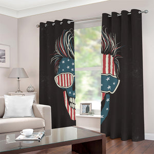 American Flag Skull Print Blackout Grommet Curtains