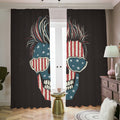 American Flag Skull Print Dimout Pencil Pleat Curtains