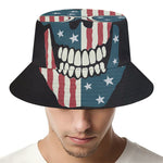 American Flag Skull Print Bucket Hat