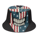 American Flag Skull Print Bucket Hat
