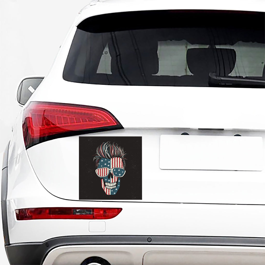 American Flag Skull Print Car Sticker