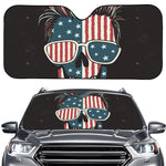 American Flag Skull Print Car Windshield Sun Shade
