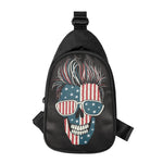 American Flag Skull Print Chest Bag