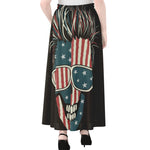 American Flag Skull Print Chiffon Maxi Skirt