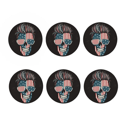 American Flag Skull Print Coaster Set