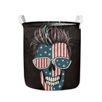 American Flag Skull Print Collapsible Laundry Basket