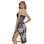 American Flag Skull Print Cross Back Cami Dress