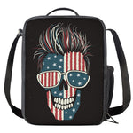 American Flag Skull Print Crossbody Lunch Bag
