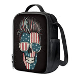 American Flag Skull Print Crossbody Lunch Bag