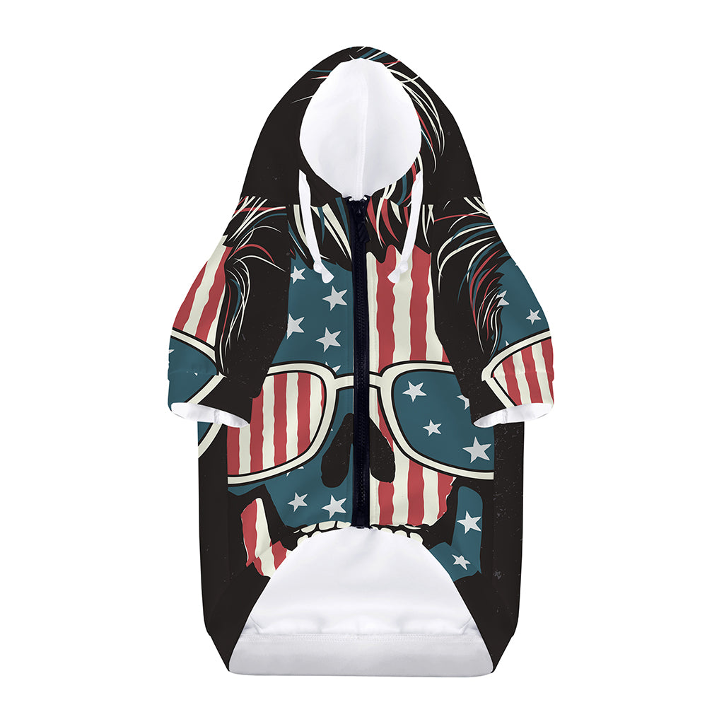 American Flag Skull Print Dog Zip Up Hoodie
