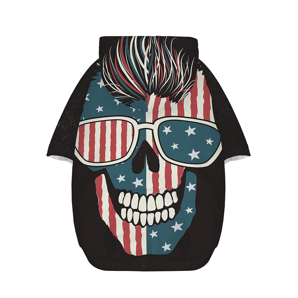 American Flag Skull Print Dog Zip Up Hoodie