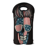 American Flag Skull Print Double Neoprene Wine Tote