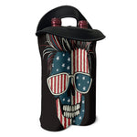 American Flag Skull Print Double Neoprene Wine Tote