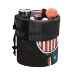 American Flag Skull Print Drawstring Makeup Bag