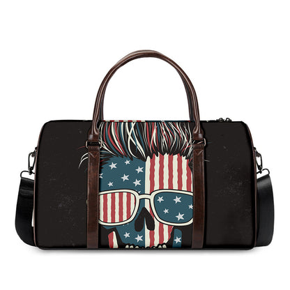 American Flag Skull Print Duffle Bag