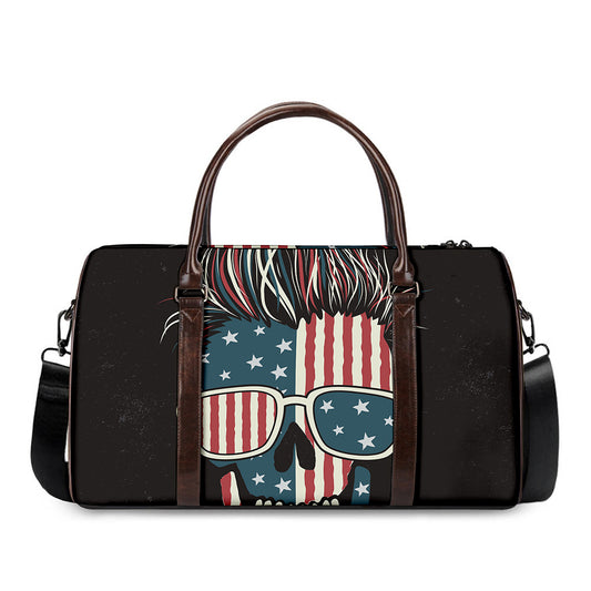 American Flag Skull Print Duffle Bag