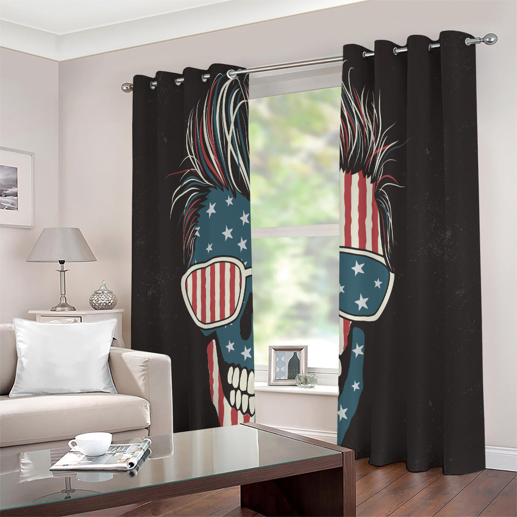 American Flag Skull Print Extra Wide Grommet Curtains