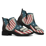American Flag Skull Print Flat Ankle Boots