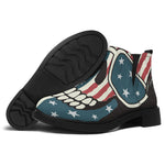 American Flag Skull Print Flat Ankle Boots