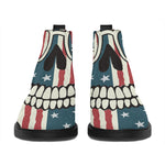 American Flag Skull Print Flat Ankle Boots