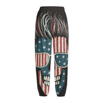 American Flag Skull Print Fleece Lined Knit Pants