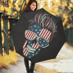American Flag Skull Print Foldable Umbrella
