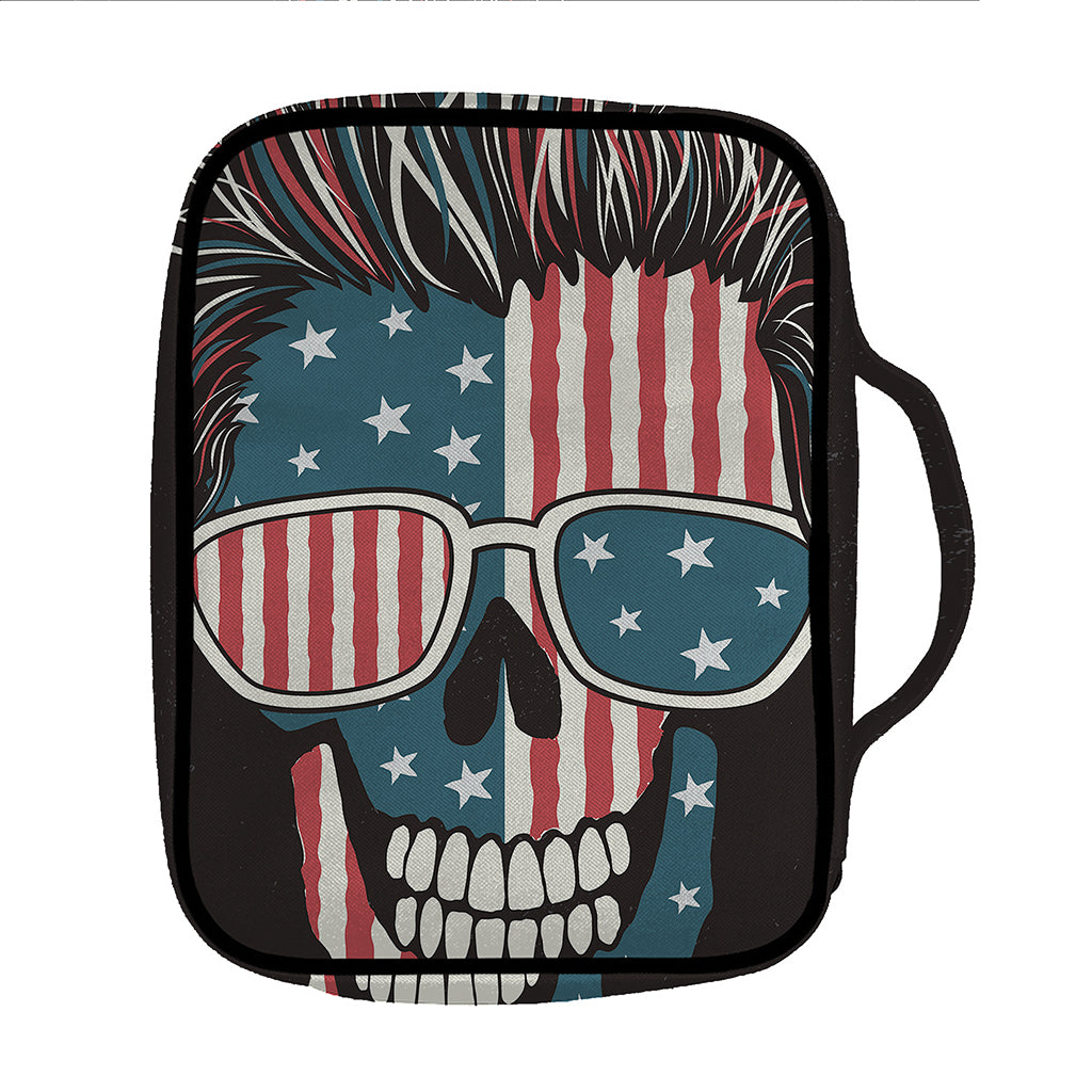 American Flag Skull Print Front Pocket Bible Bag