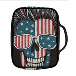 American Flag Skull Print Front Pocket Bible Bag