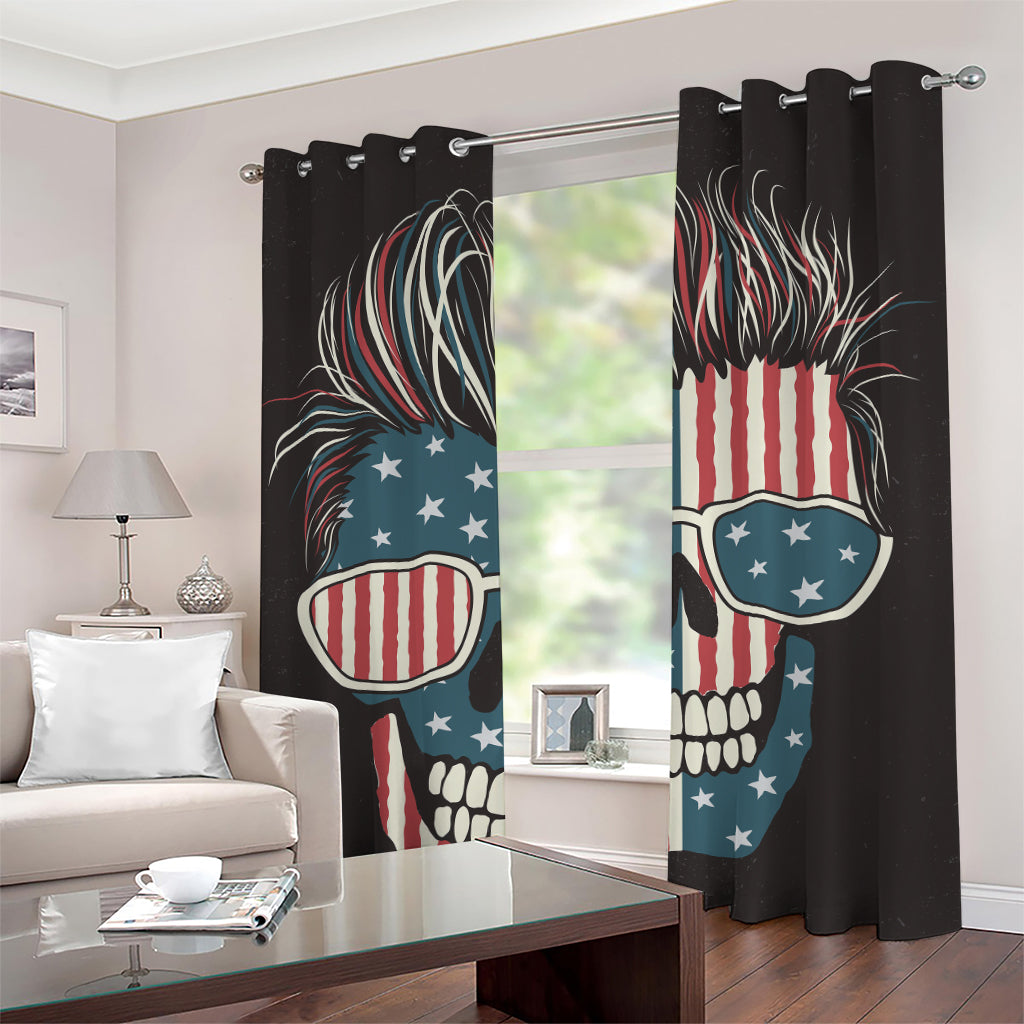 American Flag Skull Print Grommet Curtains