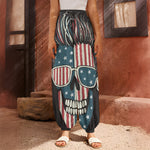 American Flag Skull Print Harem Pants