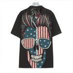 American Flag Skull Print Hawaiian Shirt