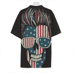 American Flag Skull Print Hawaiian Shirt