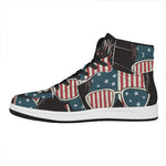 American Flag Skull Print High Top Leather Sneakers