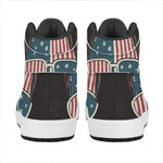 American Flag Skull Print High Top Leather Sneakers