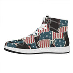 American Flag Skull Print High Top Leather Sneakers