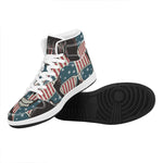 American Flag Skull Print High Top Leather Sneakers