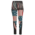 American Flag Skull Print High-Waisted Pocket Leggings