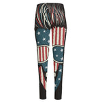 American Flag Skull Print High-Waisted Pocket Leggings