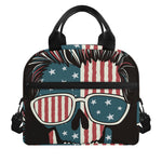 American Flag Skull Print Insulated Lunch Bag