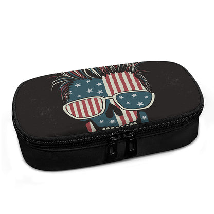 American Flag Skull Print Insulin Cooler Travel Case