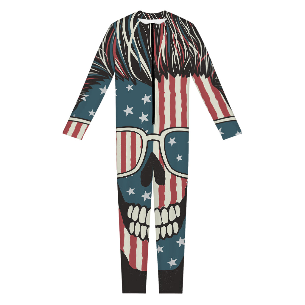 American Flag Skull Print Jumpsuit