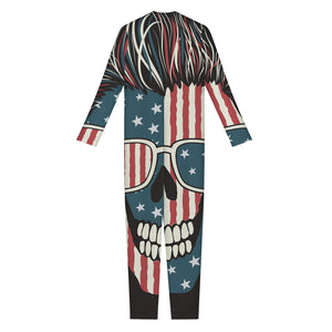 American Flag Skull Print Jumpsuit