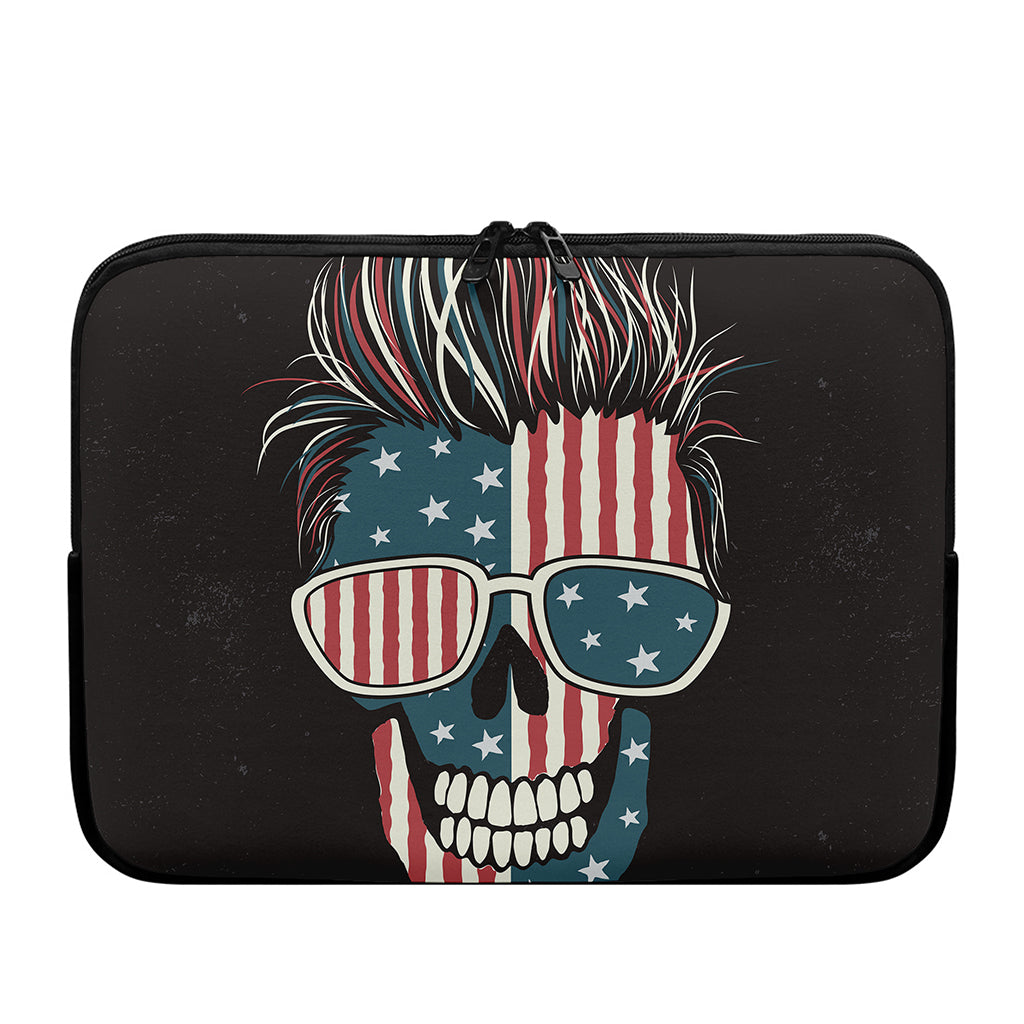 American Flag Skull Print Laptop Sleeve
