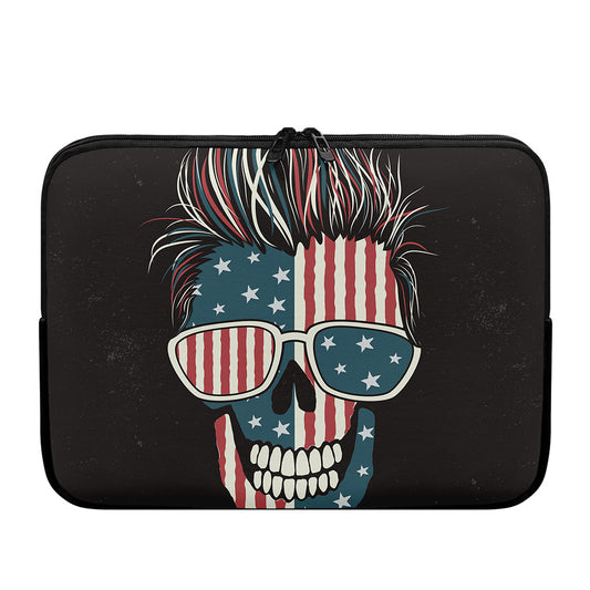 American Flag Skull Print Laptop Sleeve