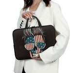 American Flag Skull Print Laptop Sleeve With Handle