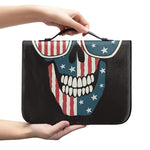 American Flag Skull Print Leather Bible Cover