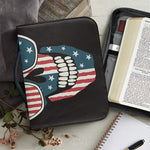 American Flag Skull Print Leather Bible Cover
