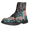 American Flag Skull Print Lace-Up Boots