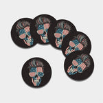 American Flag Skull Print Leather Coaster Set